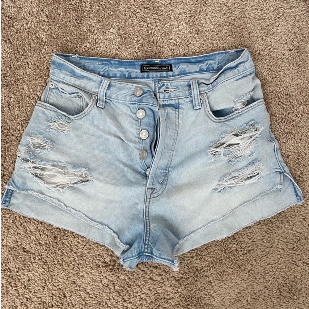 Abercrombie High Waisted Ripped Jean Shorts